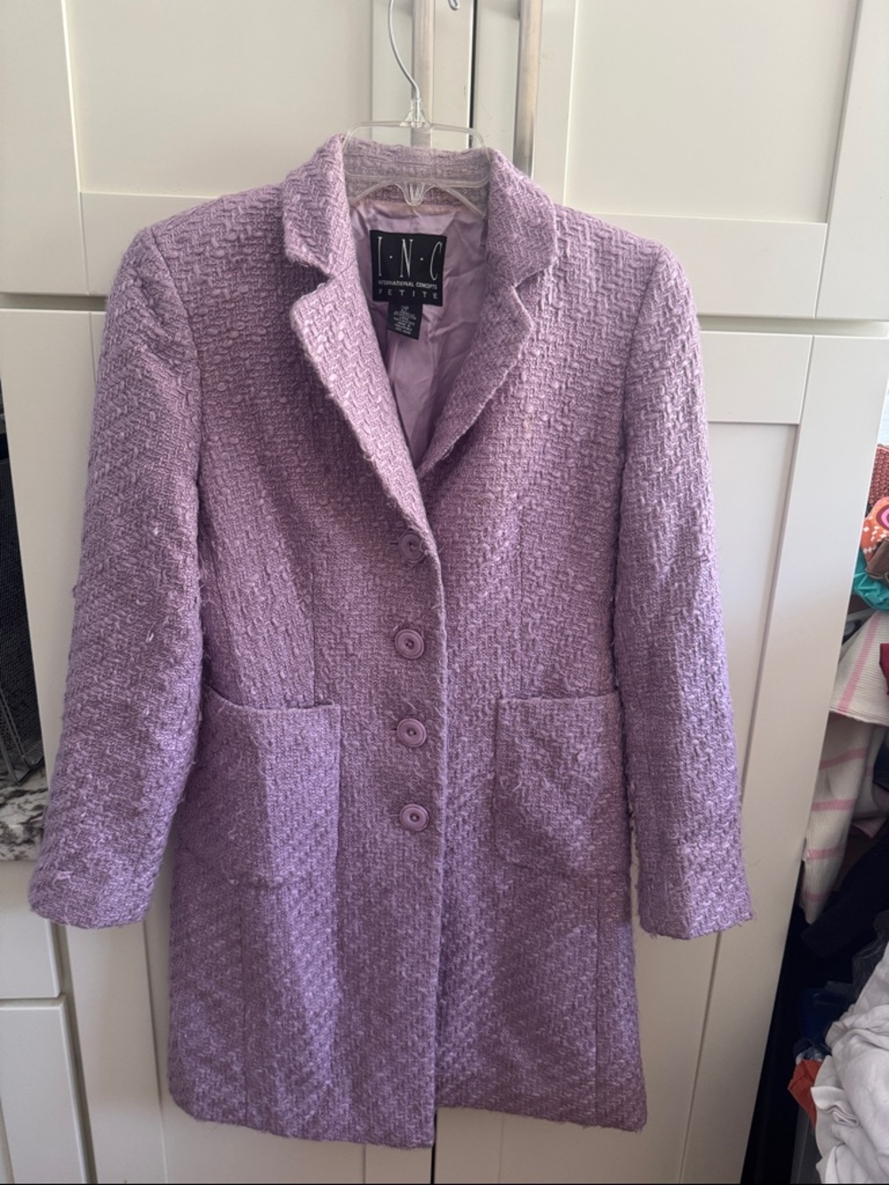 INC International Concepts Lavender Textured Pea Coat